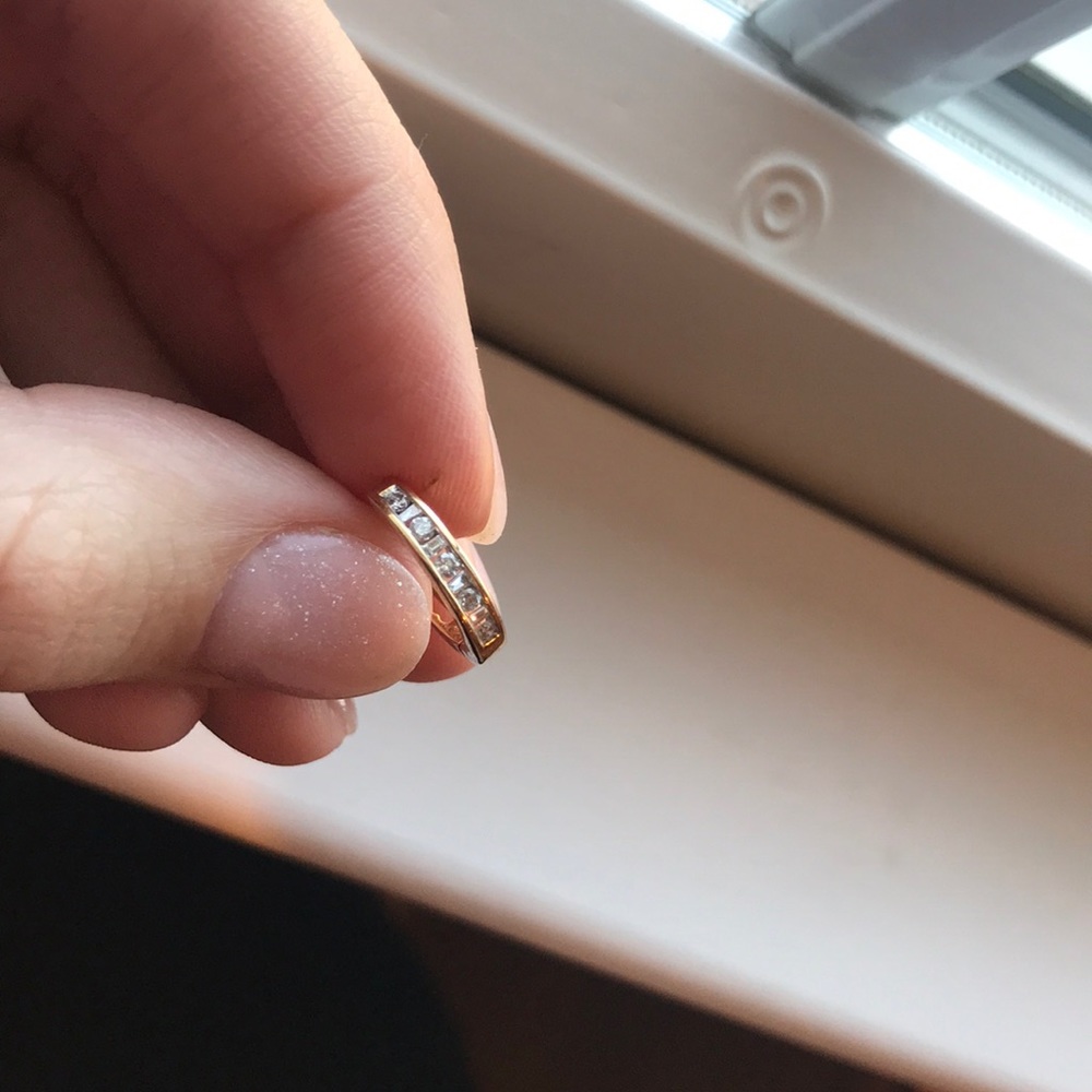 14k gold channel set diamond hoop earrings